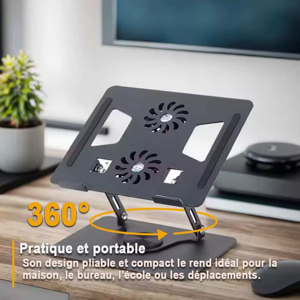 Support d’Ordinateur Portable Ajustable avec Double Ventilateur